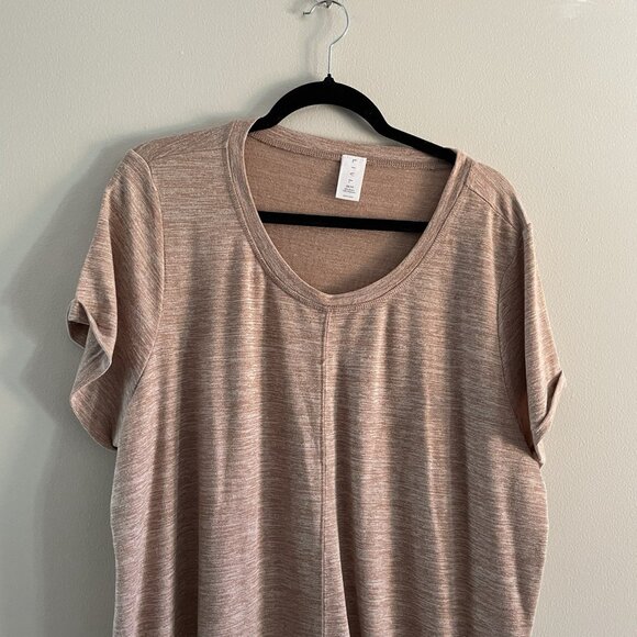 LIVI Lane Bryant Women 22/24 Tan Heather Short Sleeve Side Tie Tunic T-Shirt - Picture 4 of 10
